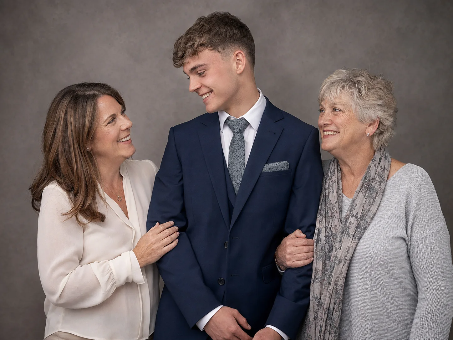 High School or Secondary School Graduate with Family family portrait example